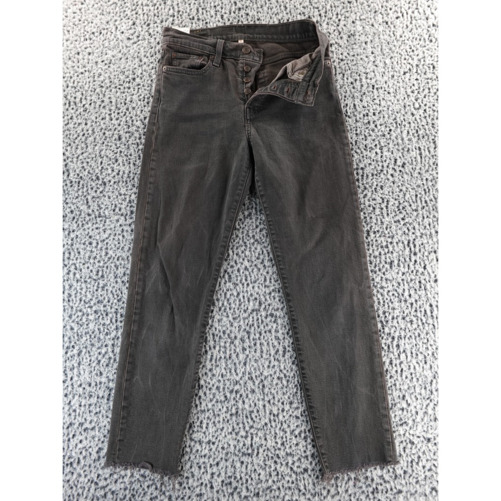 Levi's High Rise Premium Jeans Black Button Fly Raw Hem Women's Size 26